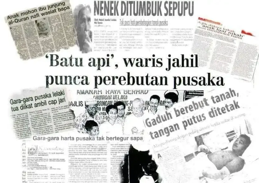 Keratan akhbar tentang perebutan harta pusaka antara waris