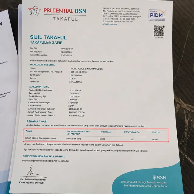 Sijil polisi takaful